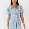 Women Girl and the Sun Denim | Tropics Mini Dress-Light Blue Wash