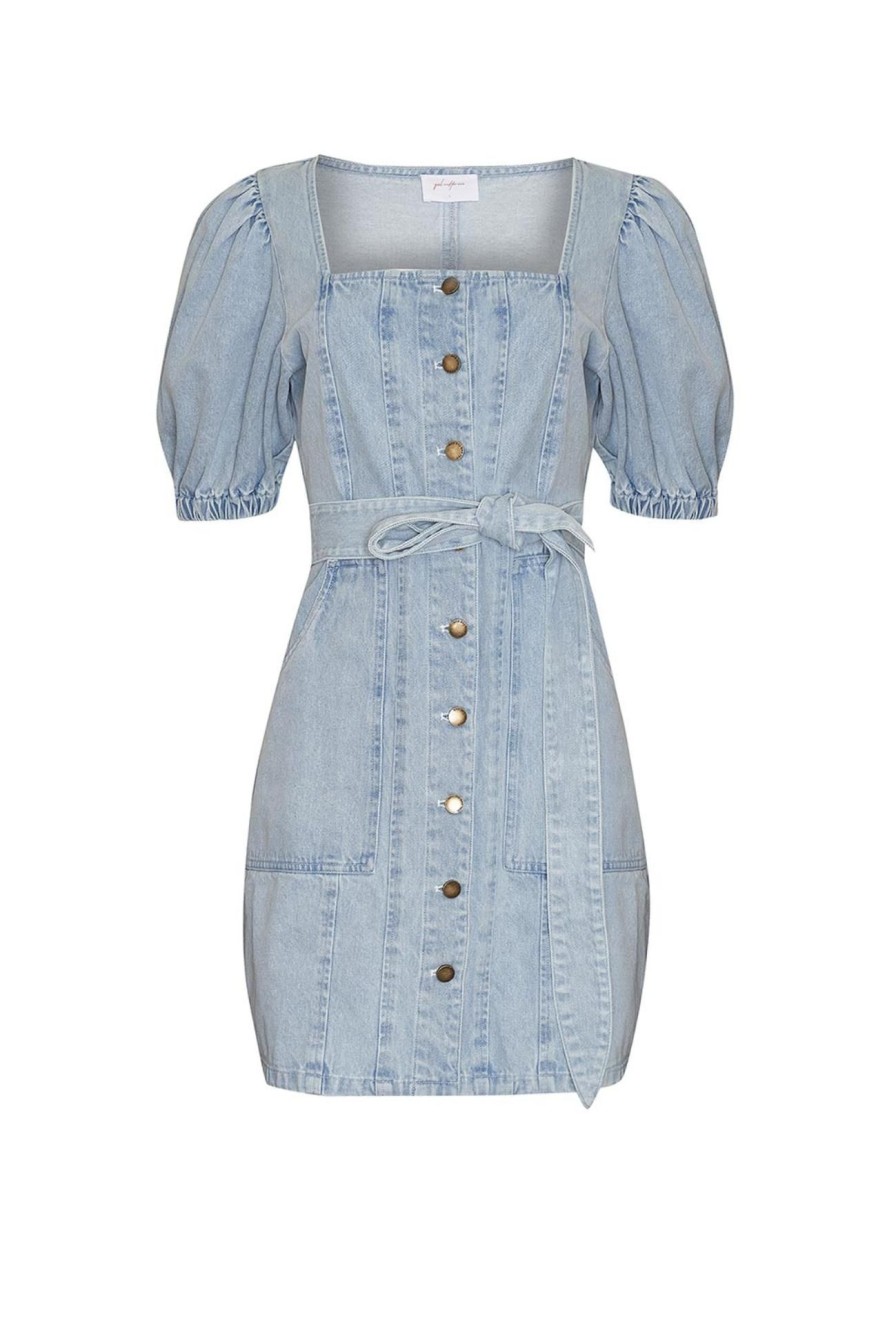 Women Girl and the Sun Denim | Tropics Mini Dress-Light Blue Wash