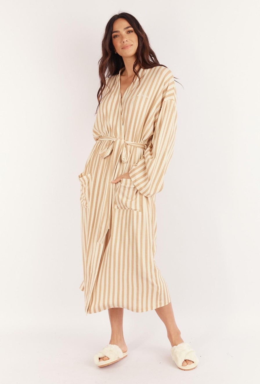 Women Girl and the Sun Tops | Carmen Long Robe-Stripe Print