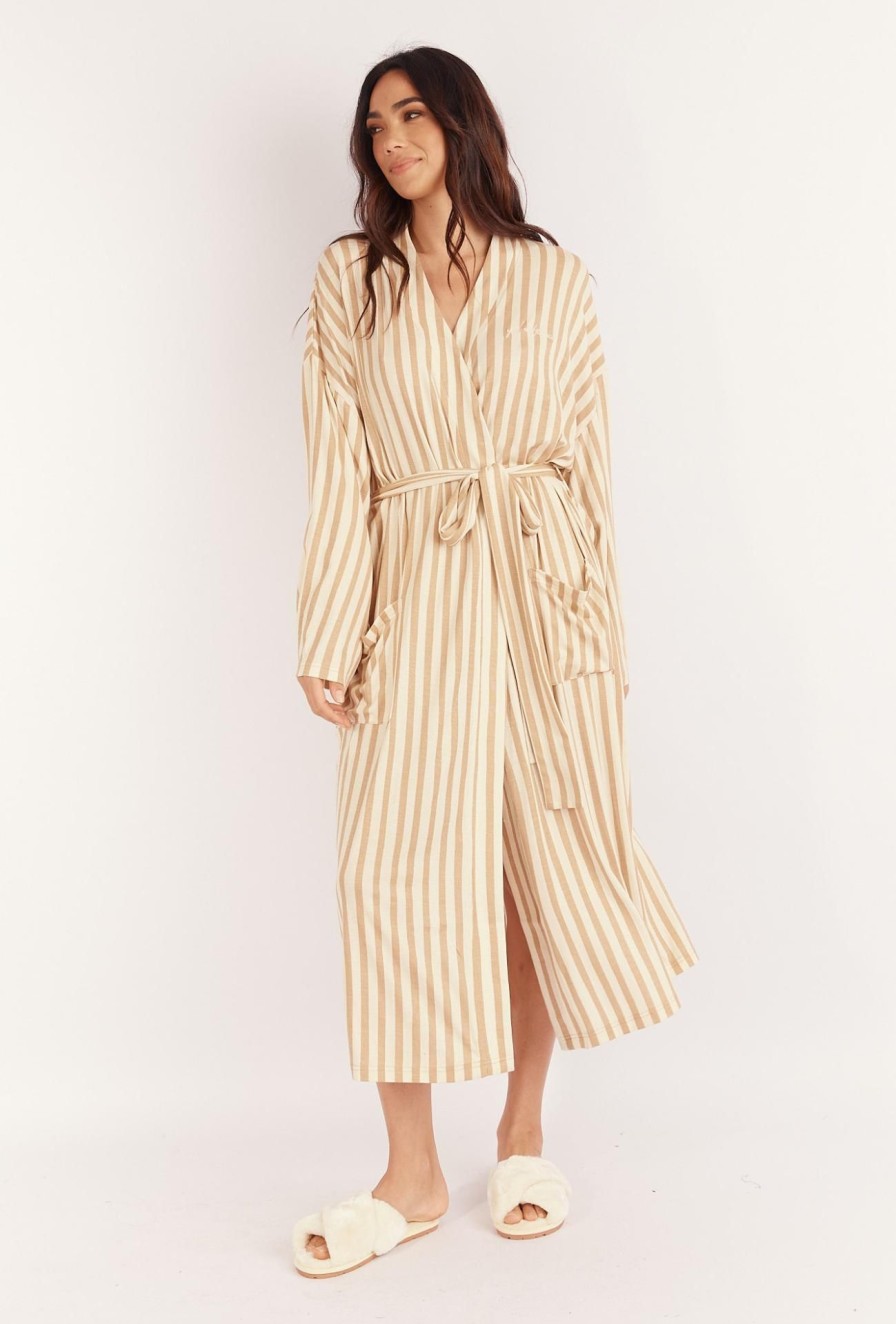 Women Girl and the Sun Tops | Carmen Long Robe-Stripe Print