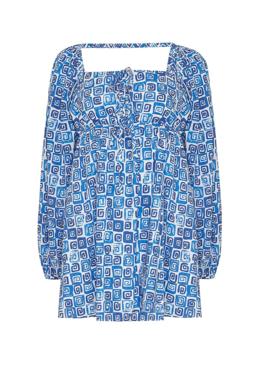 Women Girl and the Sun Dresses | Daphne Mini Dress-Ocean Print