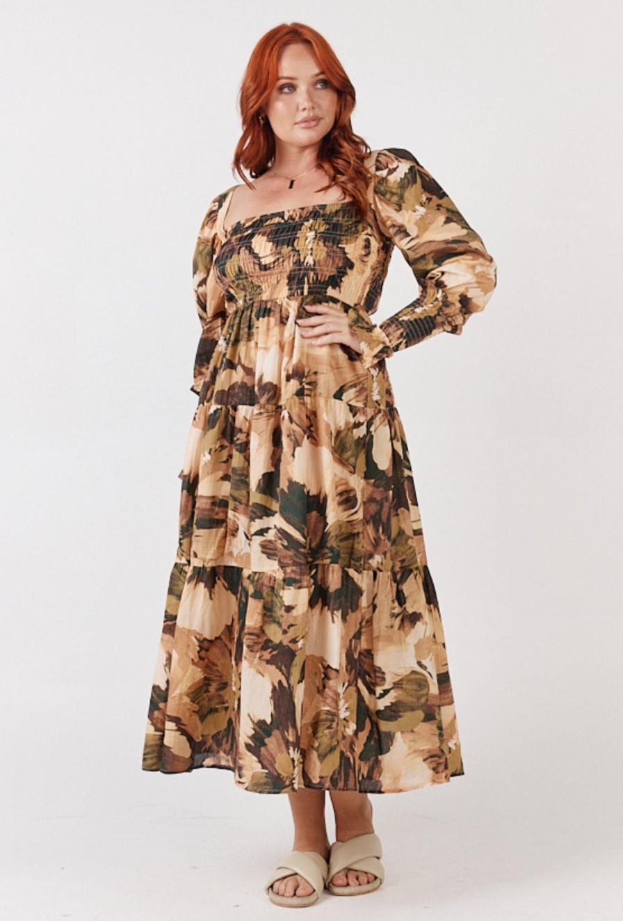 Women Girl and the Sun Dresses | Resort Midi Dress-Wild Forest Print