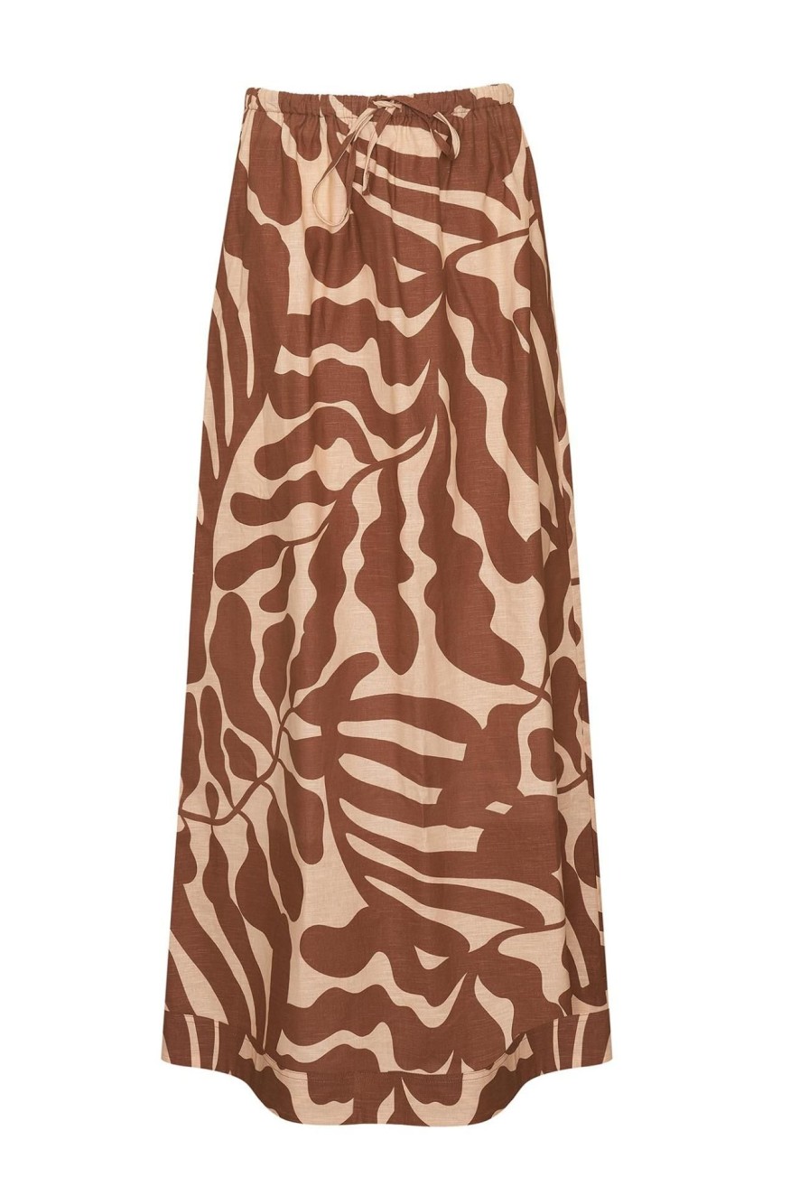 Women Girl and the Sun Bottoms | Maya Maxi Skirt-Sea Fern Print