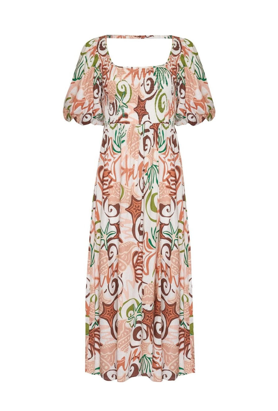 Women Girl and the Sun Dresses | Ana Midi Dress-Koralli Print