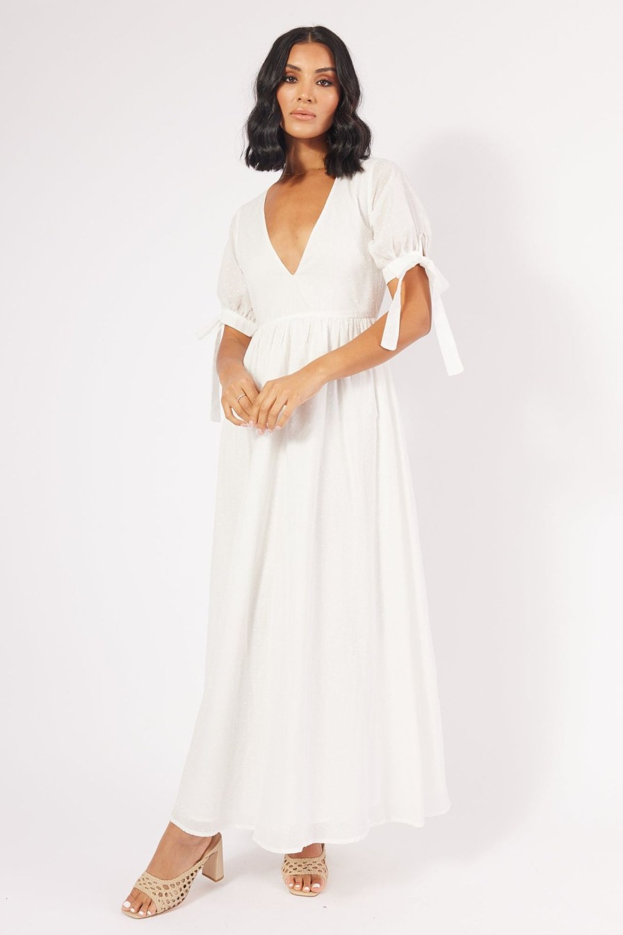 Women Girl and the Sun Dresses | Evelyn Maxi Dress-White Spot