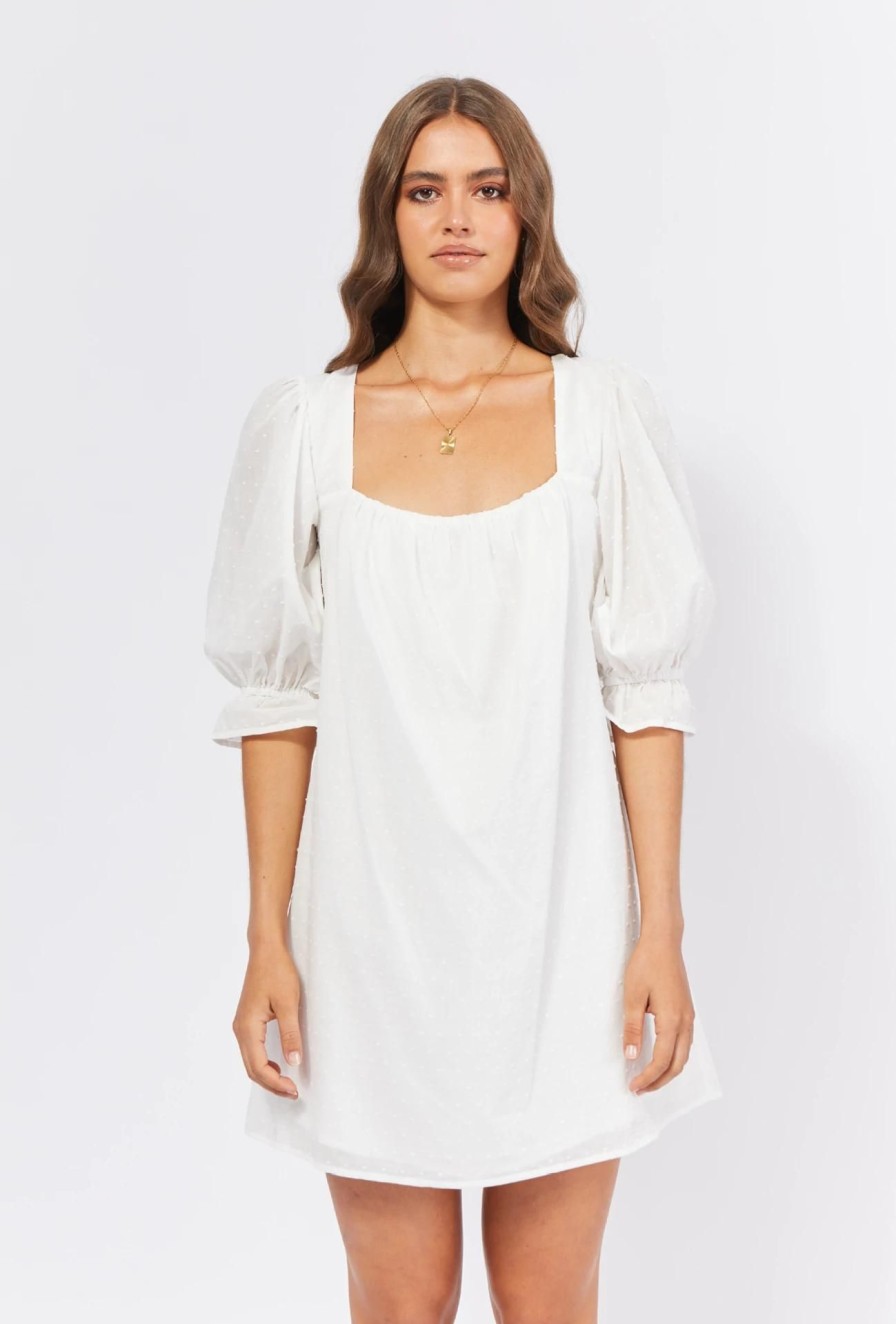 Women Girl and the Sun Dresses | Leona Mini Dress-White Spot