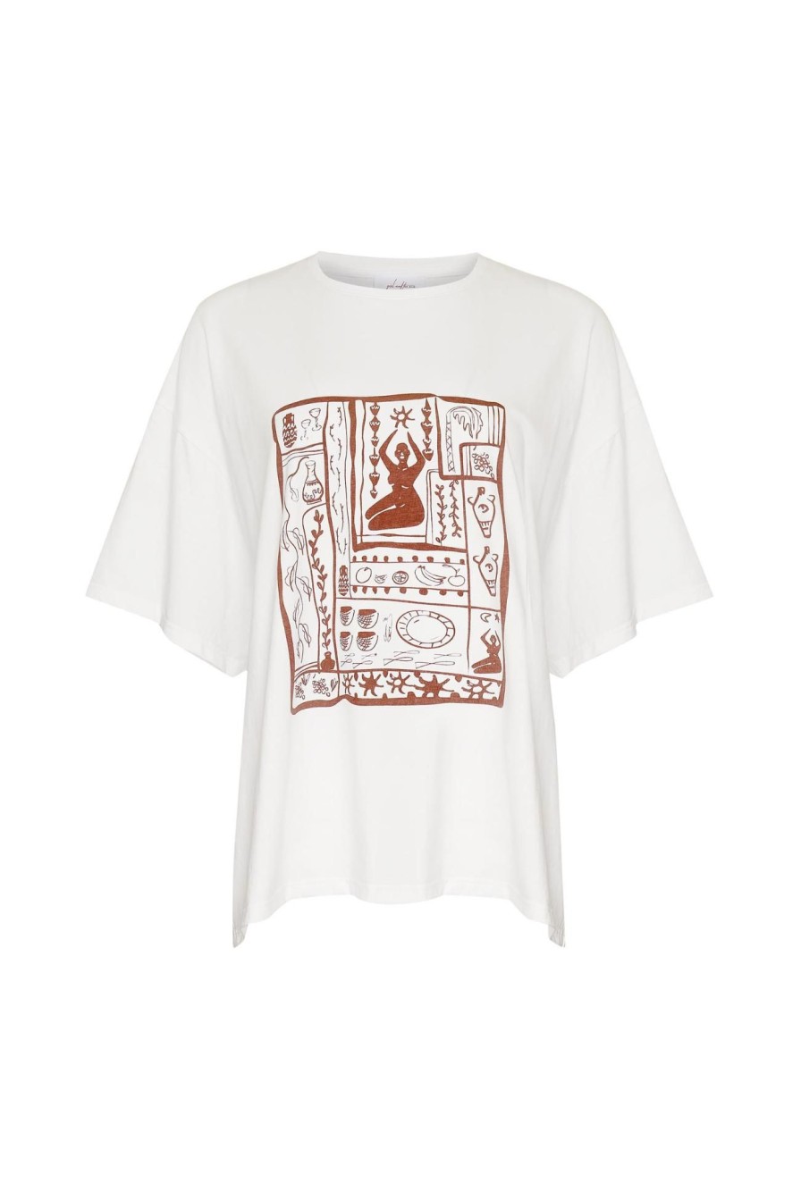 Women Girl and the Sun Graphic Tees | Vazo Tee-Ivory & Brown