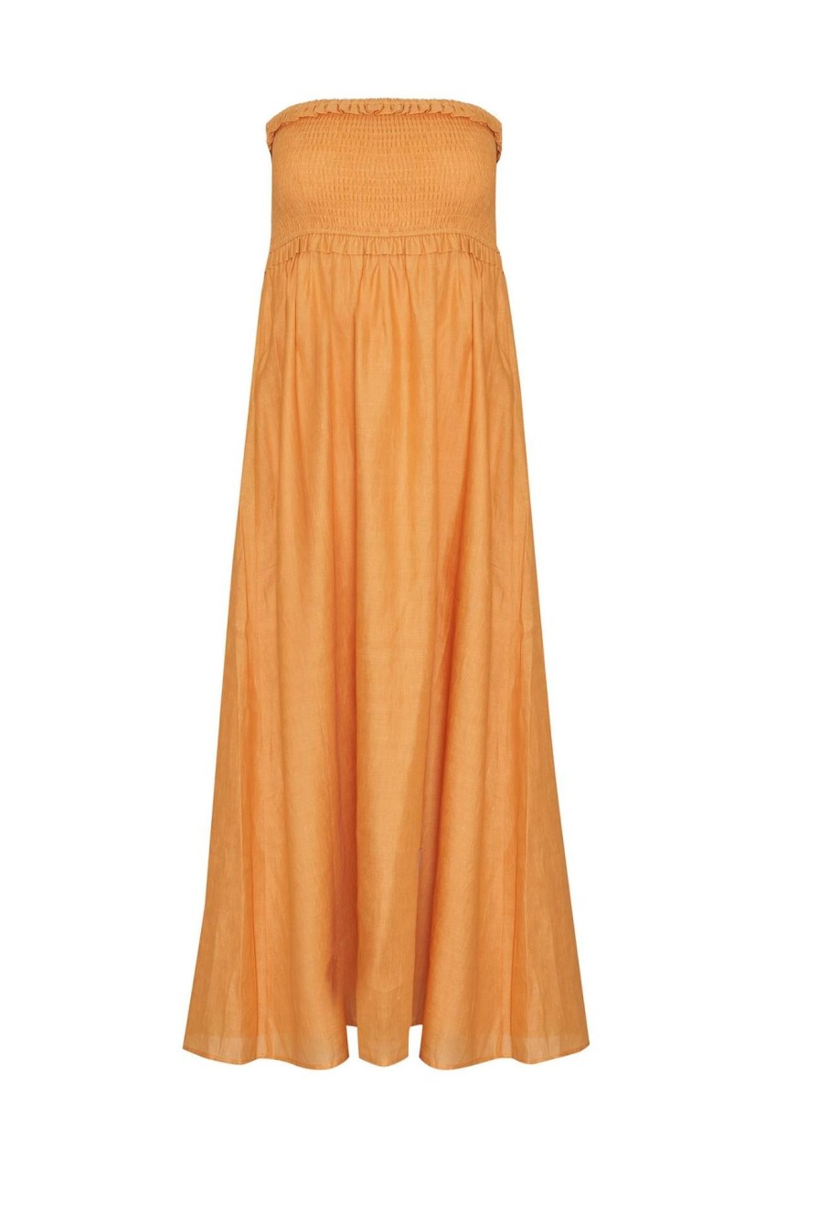 Women Girl and the Sun Dresses | Maui Midi Dress-Apricot Orange