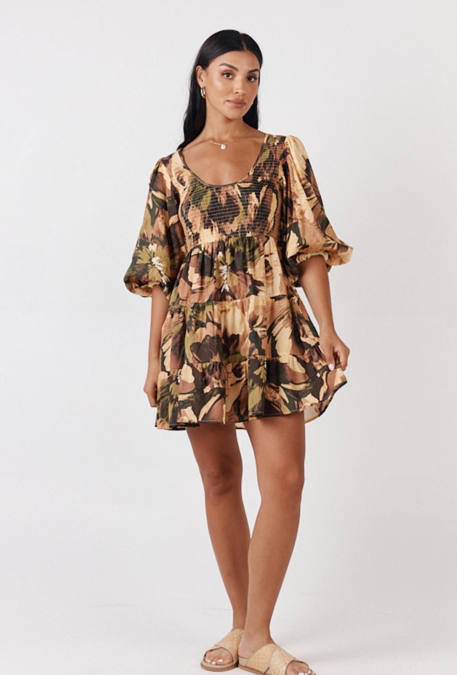 Women Girl and the Sun Dresses | Imogen Mini Dress-Wild Forest Print