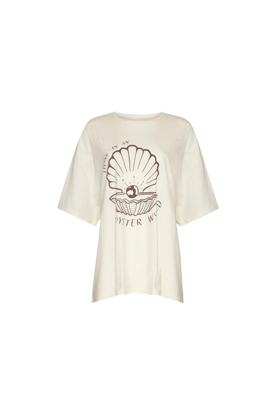 Women Girl and the Sun Graphic Tees | Oyster World Tee-Cream