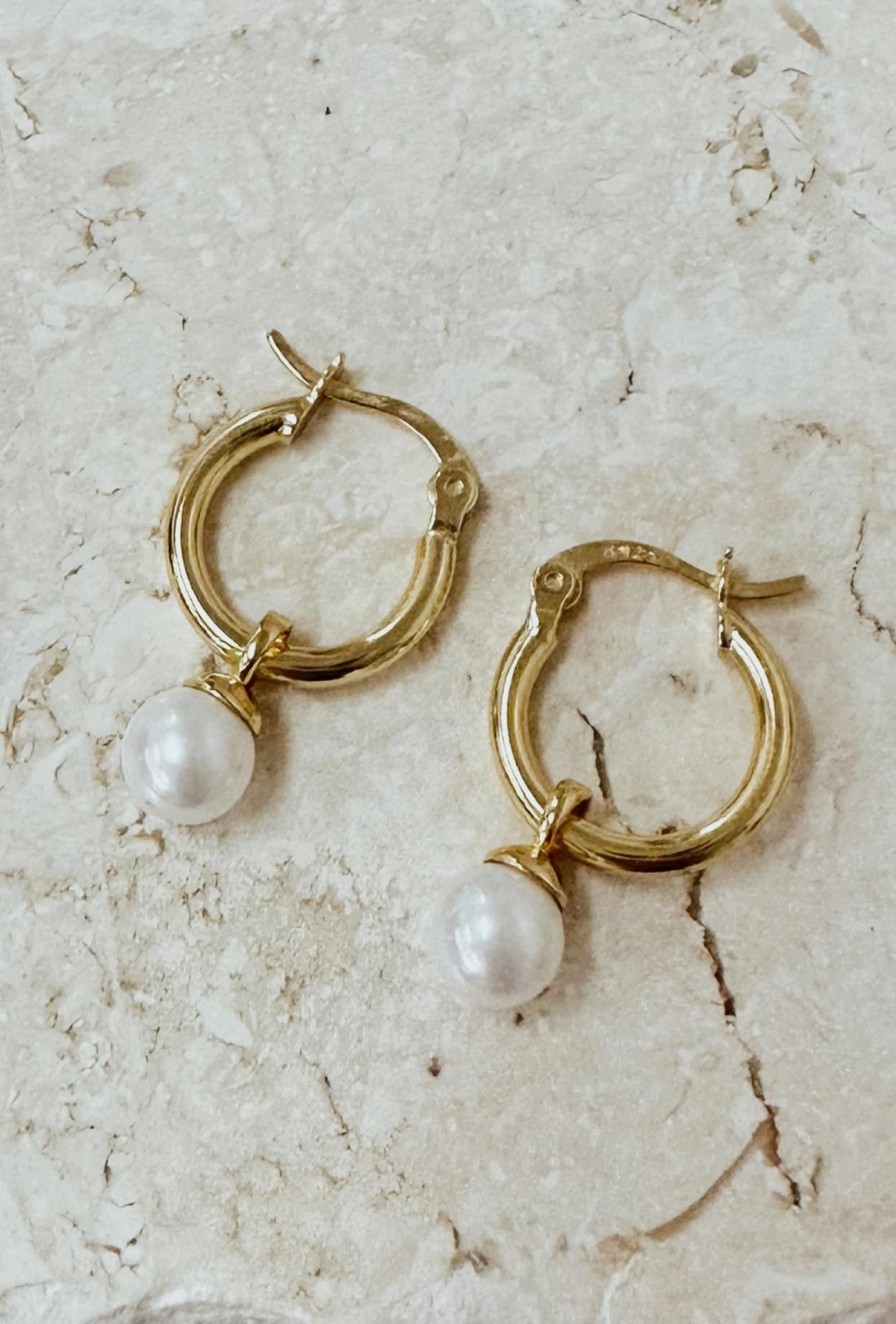 Women Girl and the Sun Other Accessories | Sabrina Pearl Hoops-Gold