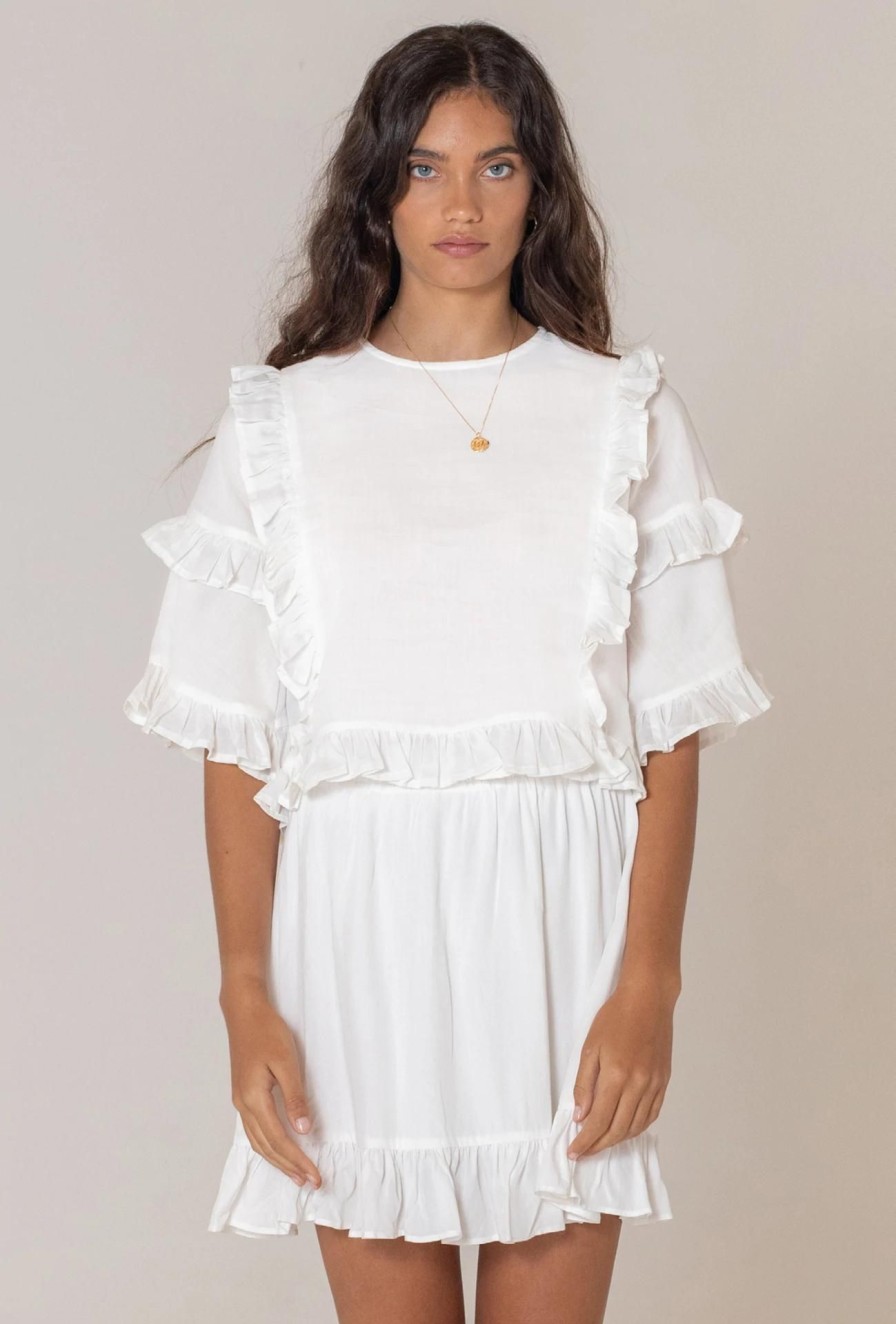 Women Girl and the Sun Tops | La Mesa Crop-White