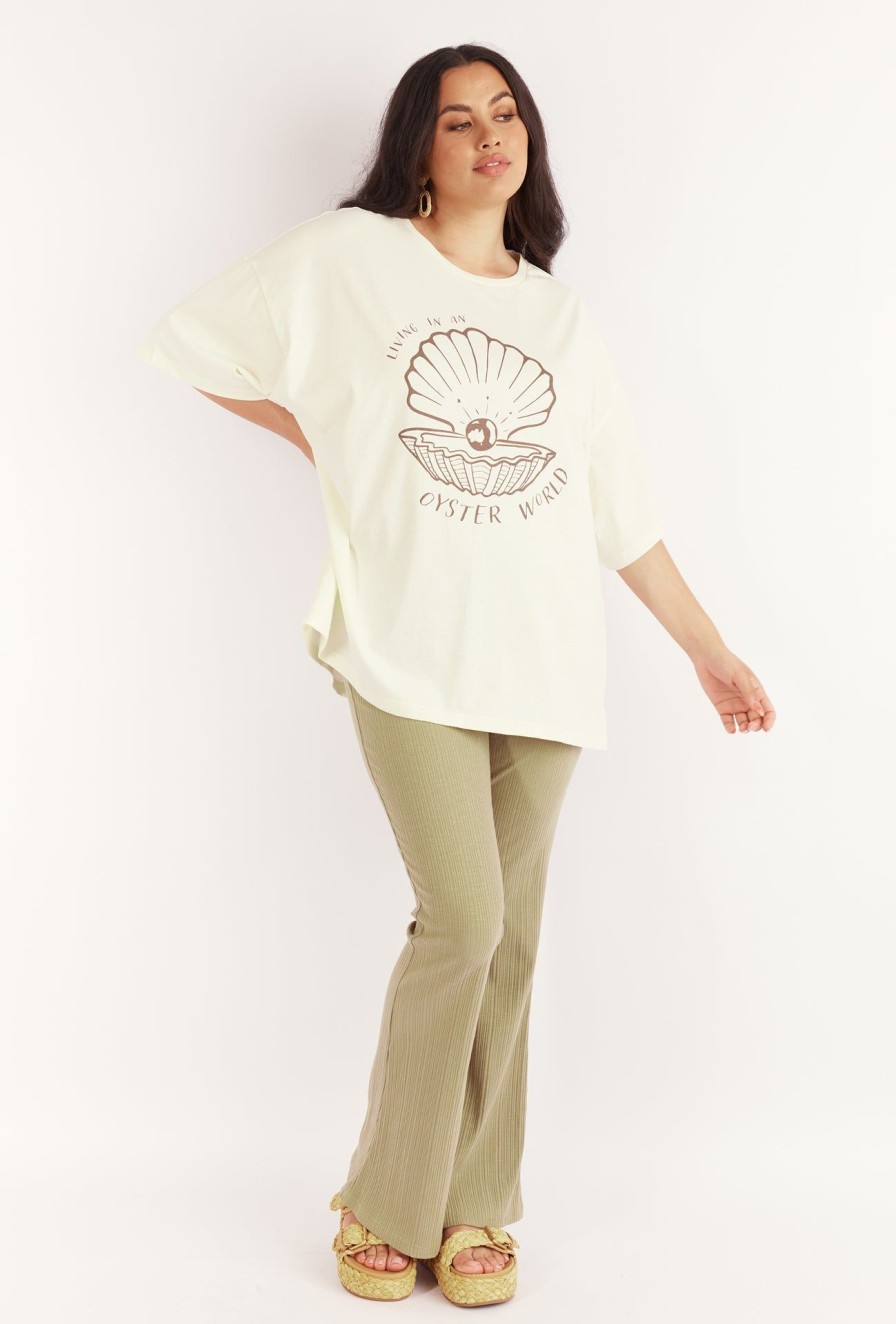 Women Girl and the Sun Tops | Oyster World Tee-Cream