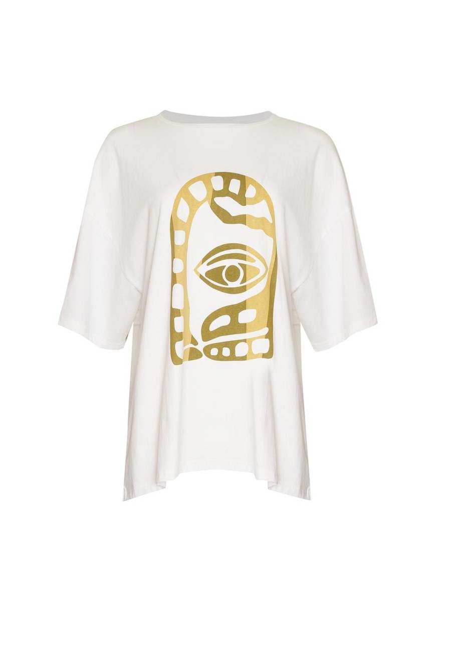 Women Girl and the Sun Graphic Tees | Paradise Tee-Ivory & Green