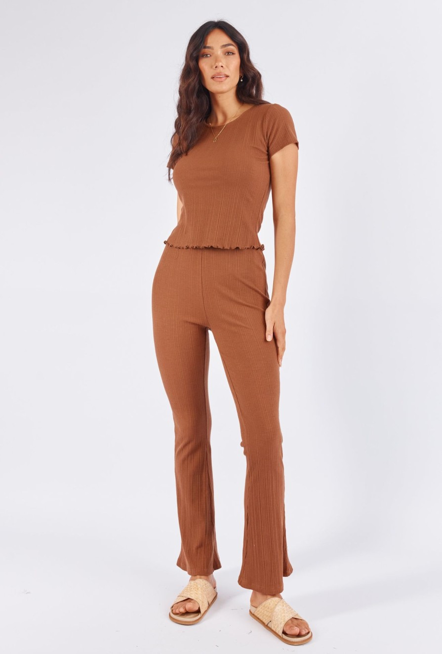 Women Girl and the Sun Tops | Rafe Crop-Coffee Ribbed