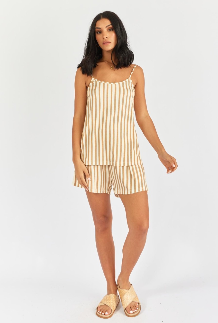 Women Girl and the Sun Bottoms | Delta Shorts-Brown Stripe