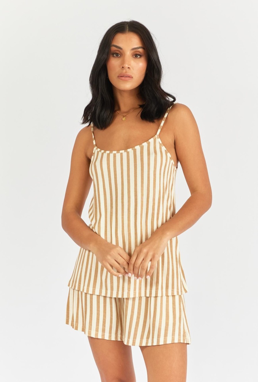 Women Girl and the Sun Bottoms | Delta Shorts-Brown Stripe