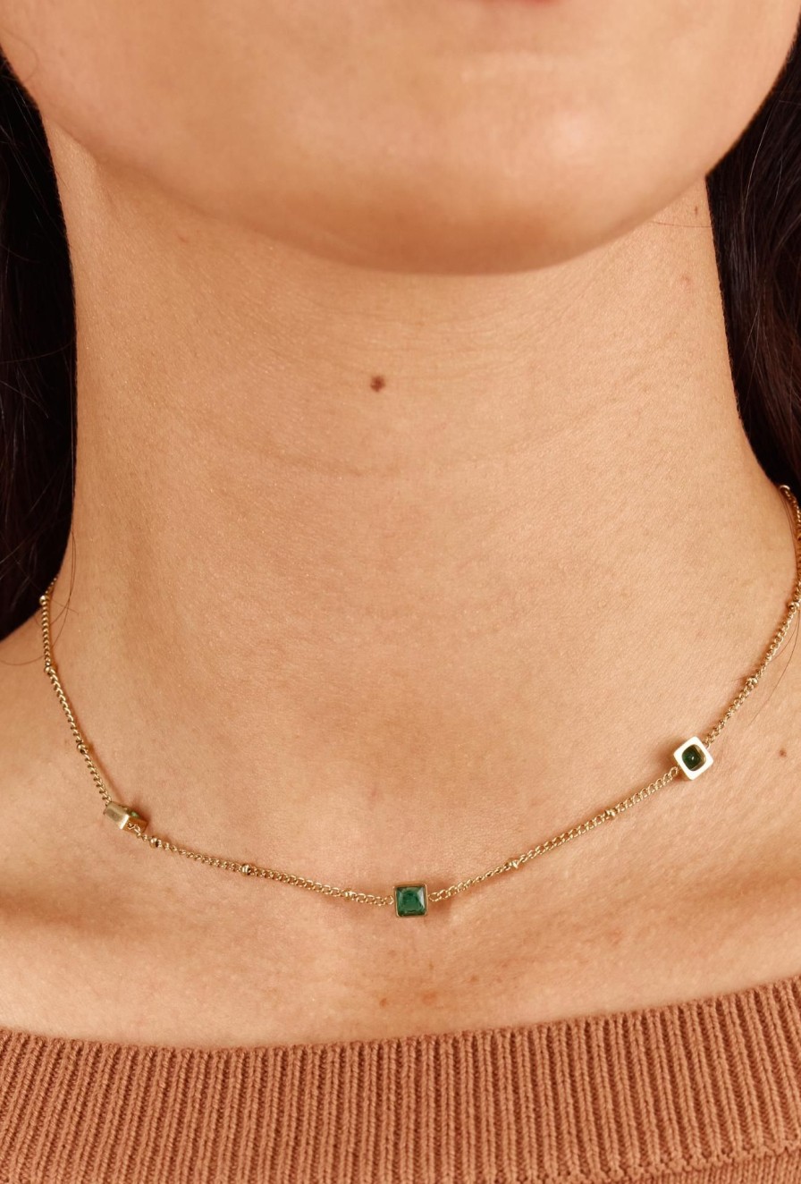 Women Girl and the Sun Jewellery | Indianna Gem Choker-Emerald