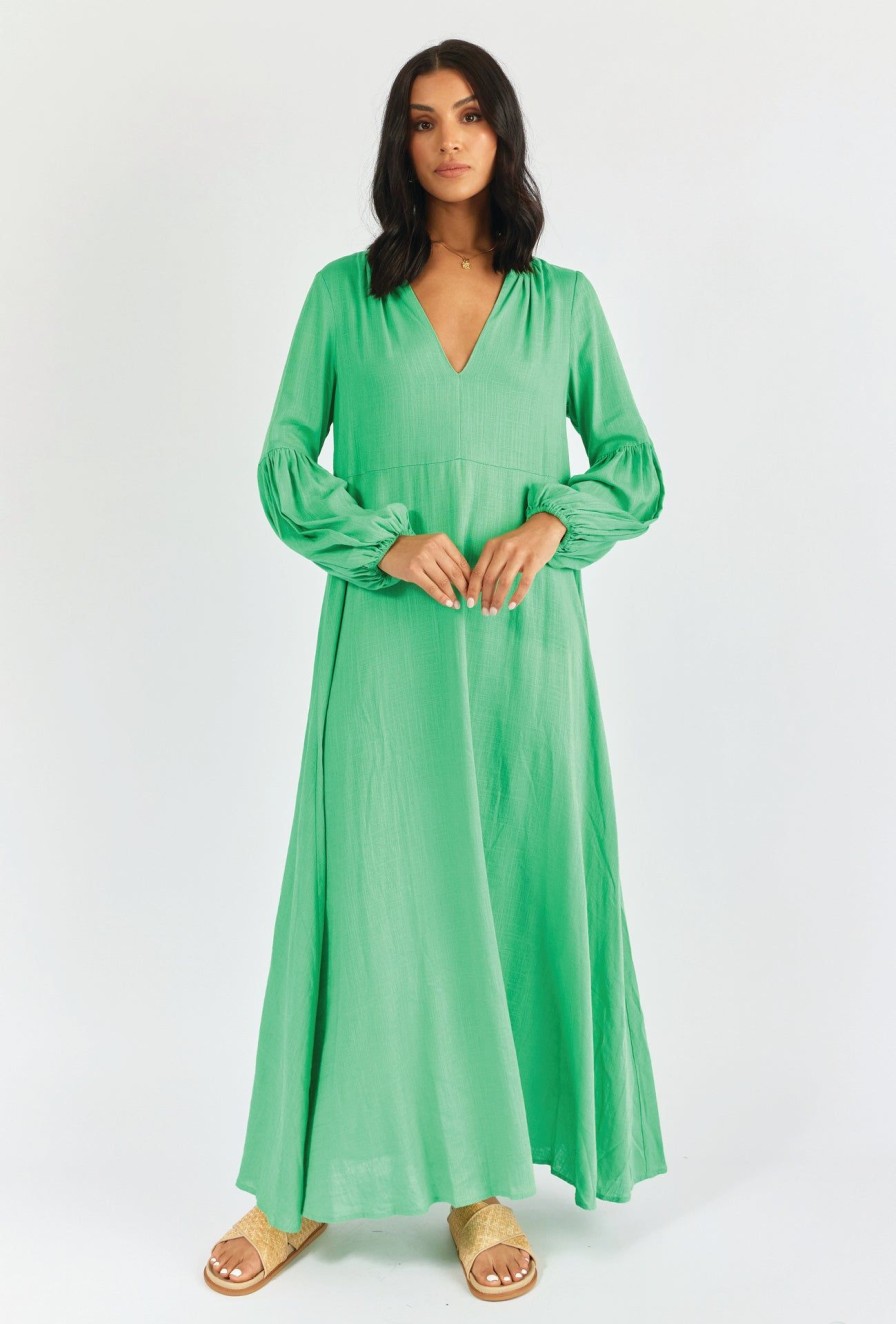 Women Girl and the Sun Dresses | Magdelena Maxi Dress-Green