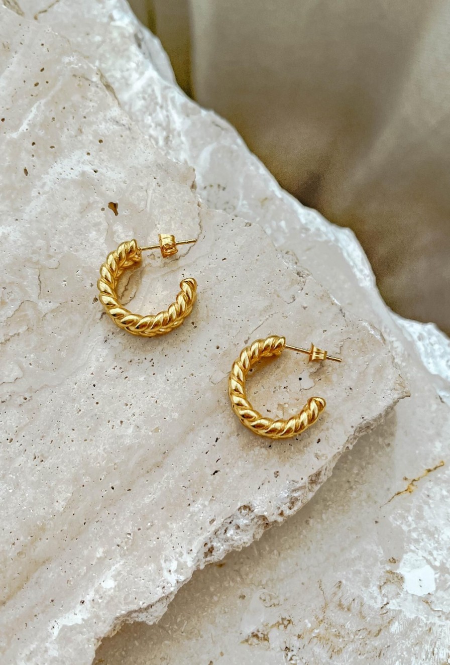 Women Girl and the Sun Other Accessories | Plaited Mini Hoop Earrings