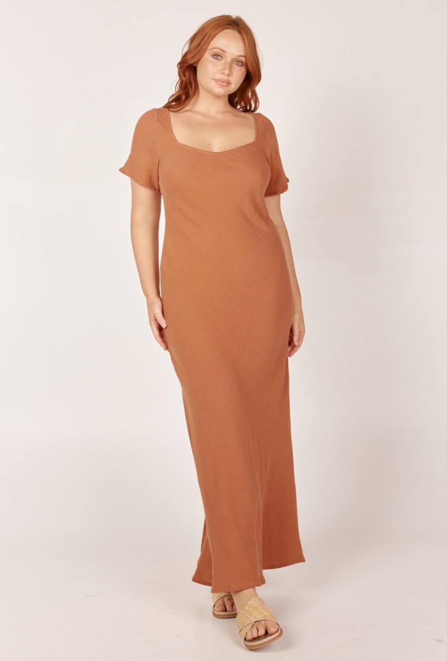 Women Girl and the Sun Dresses | Delia Midi Dress-Hazelnut