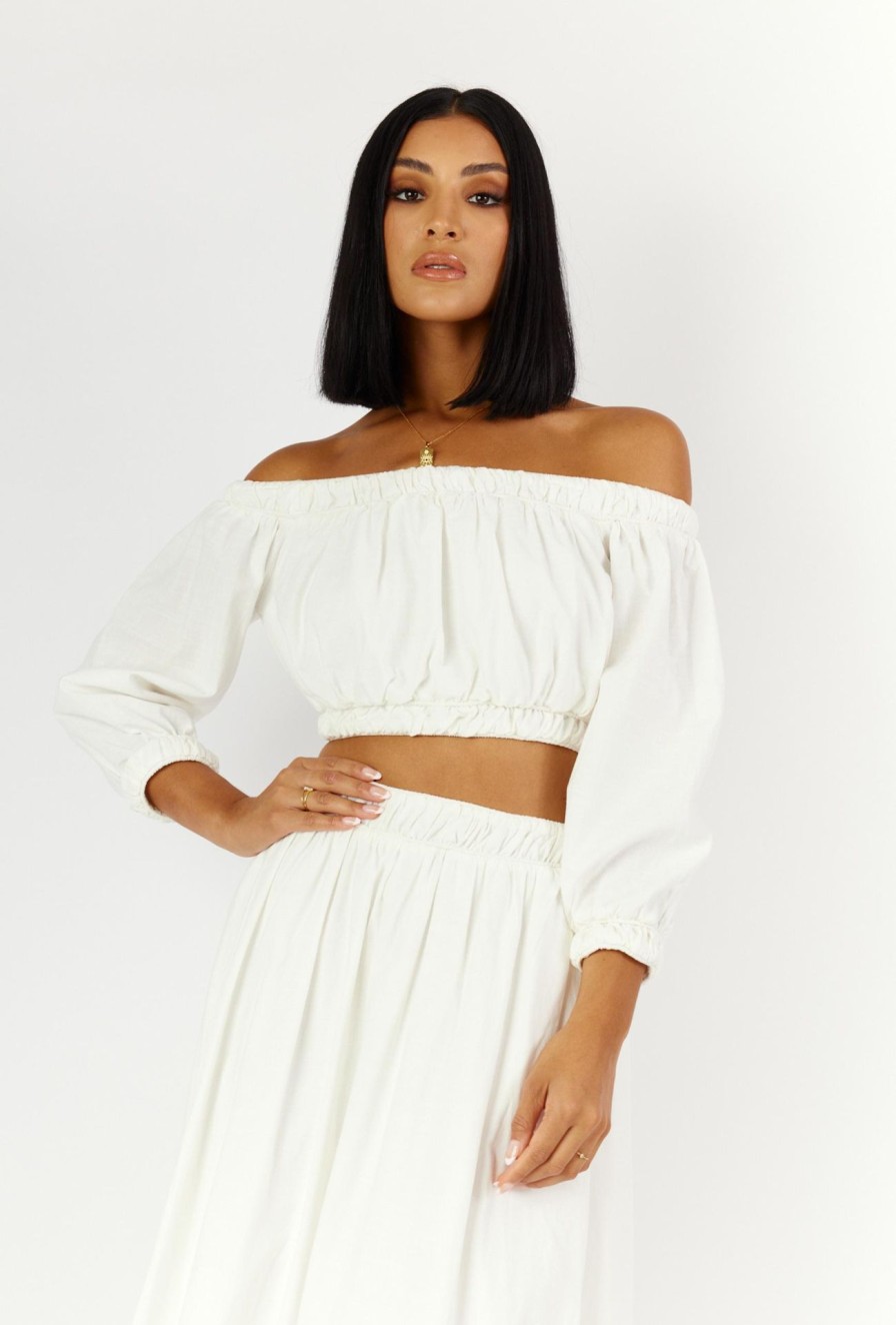 Women Girl and the Sun Tops | Romina Crop-White