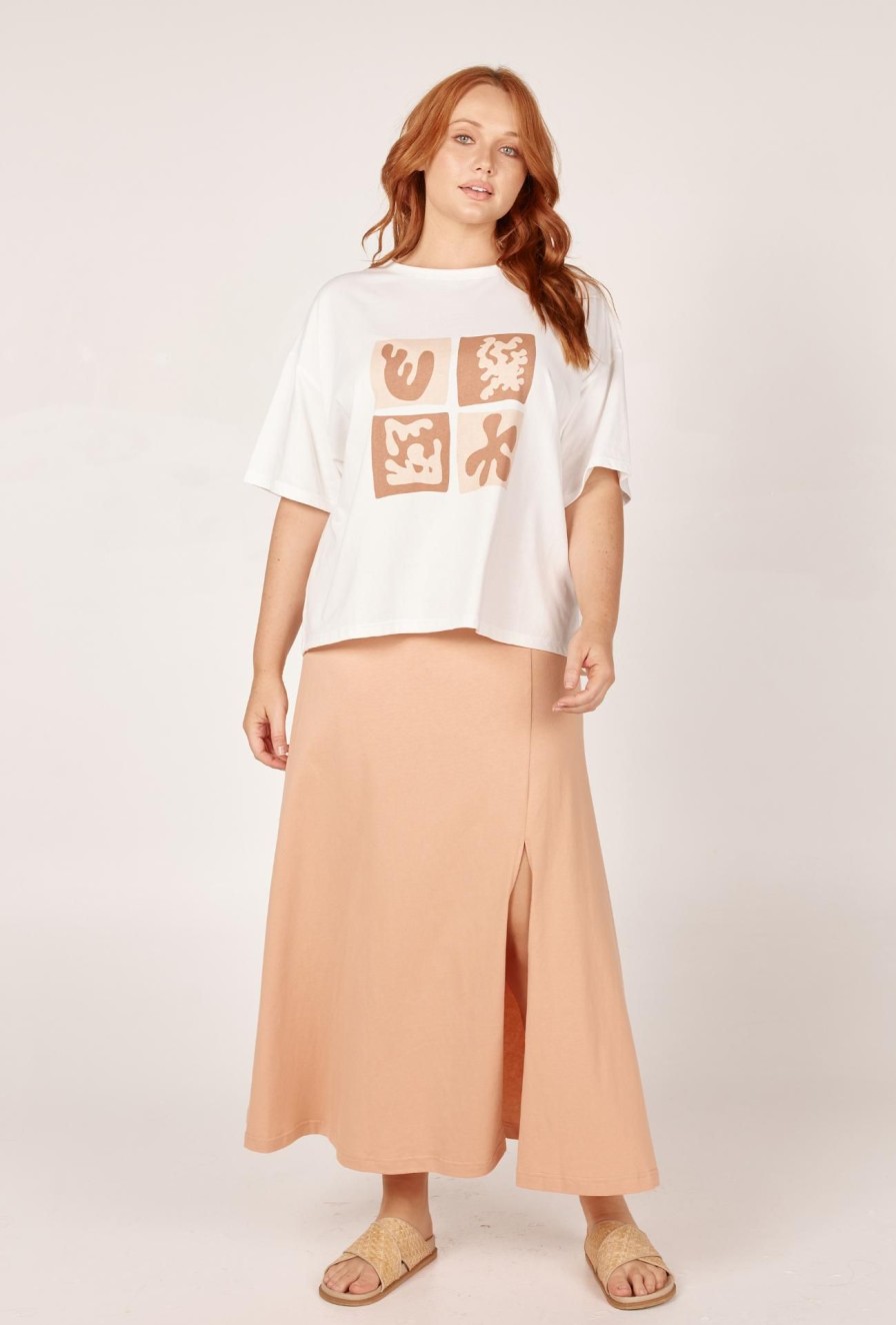 Women Girl and the Sun Graphic Tees | Leora Tee-Ivory & Brown