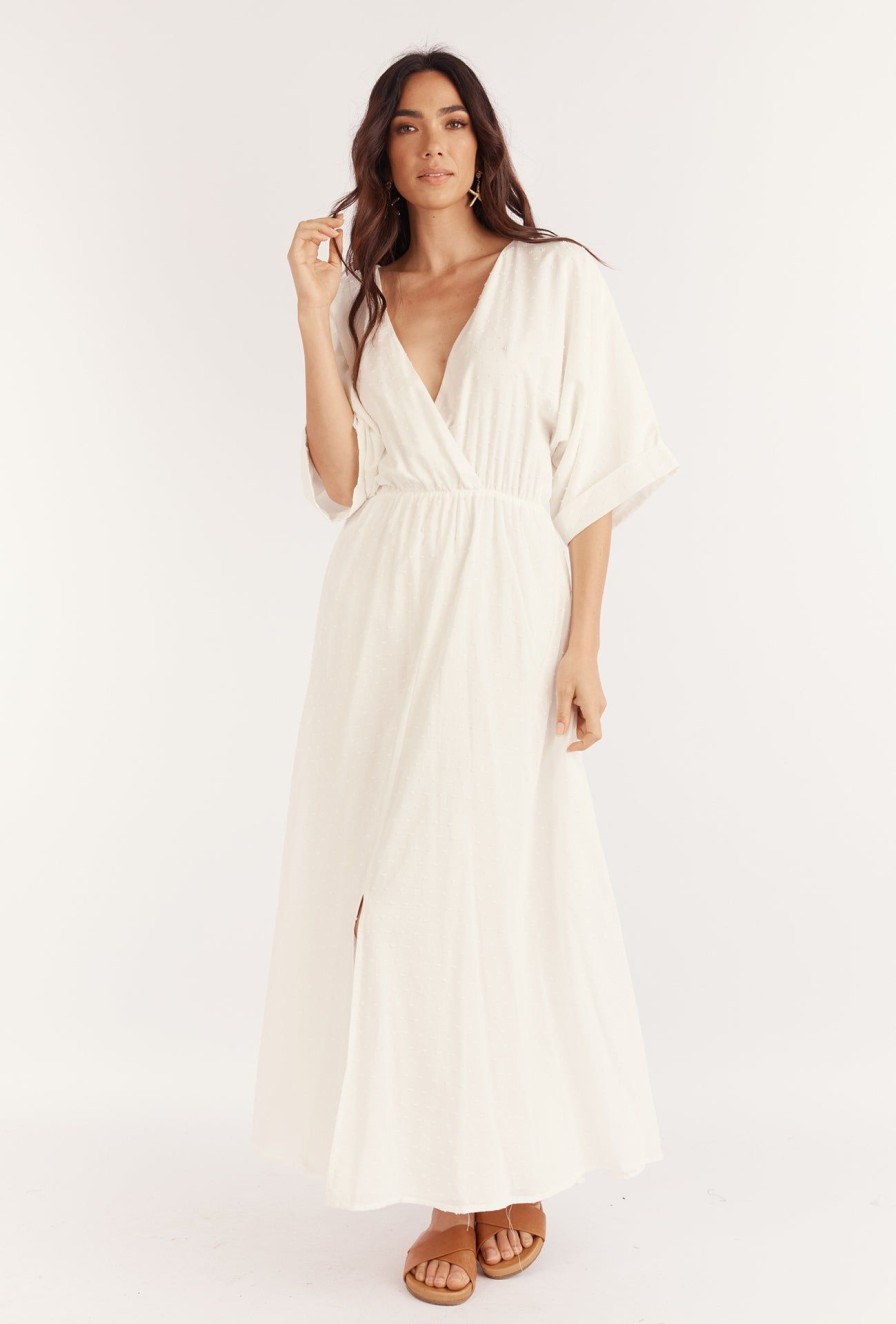 Women Girl and the Sun Dresses | Marcy Maxi Dress-White Spot