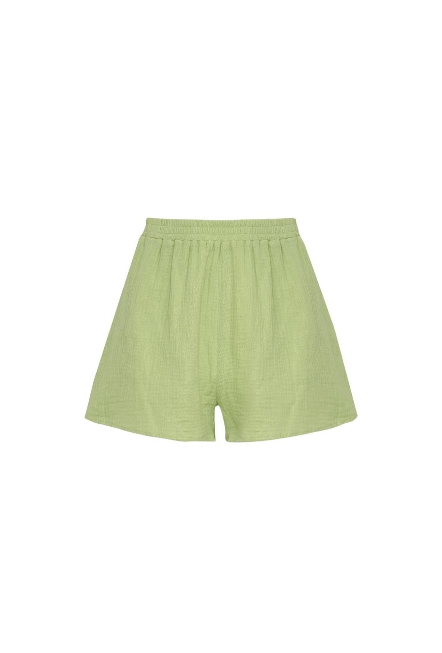 Women Girl and the Sun Bottoms | Lennox Shorts-Green Gauze