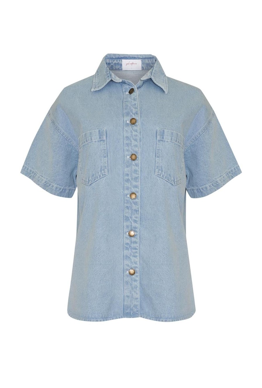 Women Girl and the Sun Tops | Delfina Top-Light Blue Wash