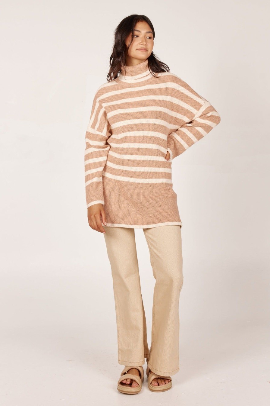 Women Girl and the Sun Tops | Sonnet Knit-Beige & Cream