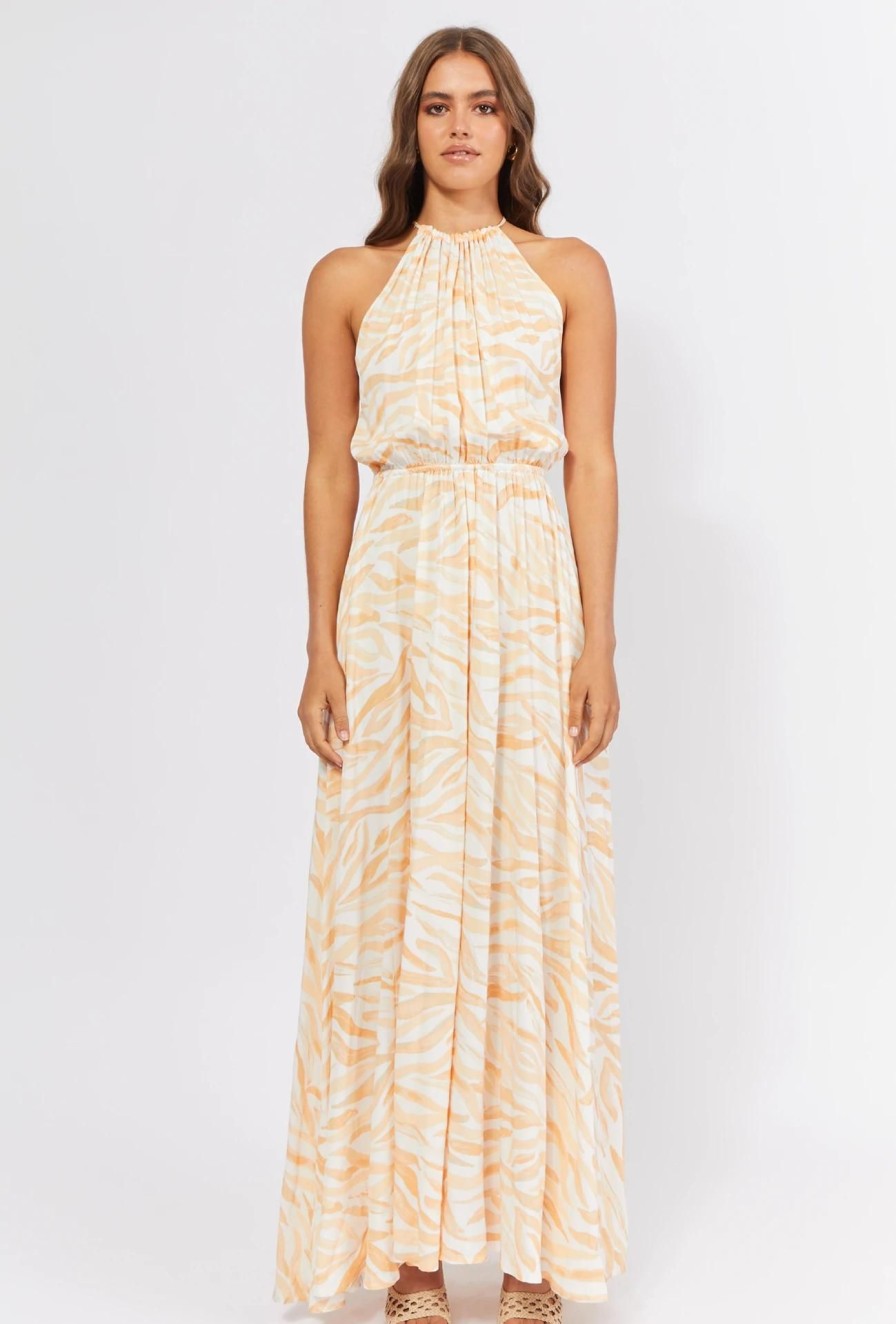 Women Girl and the Sun Dresses | Rani Maxi Dress-Orange Wave