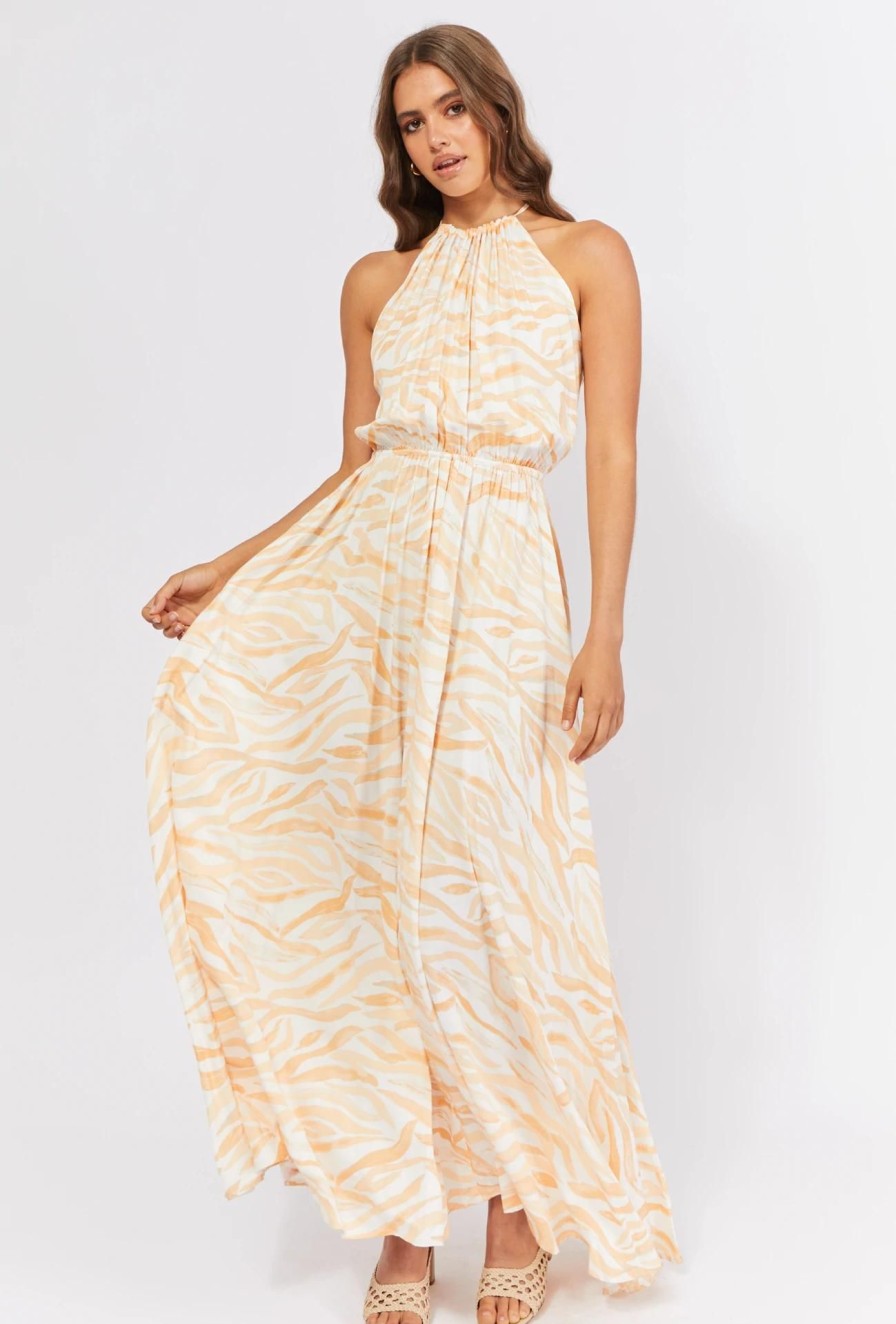 Women Girl and the Sun Dresses | Rani Maxi Dress-Orange Wave