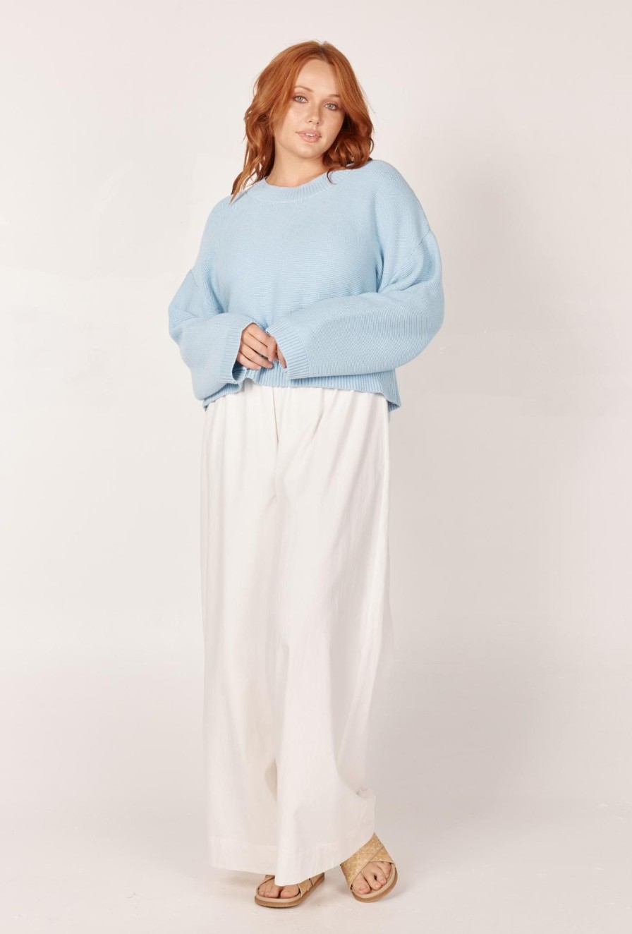 Women Girl and the Sun Tops | Karissa Knit-Sky Blue