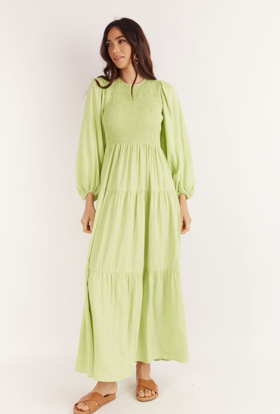 Women Girl and the Sun Dresses | Journey Midi Dress-Lime