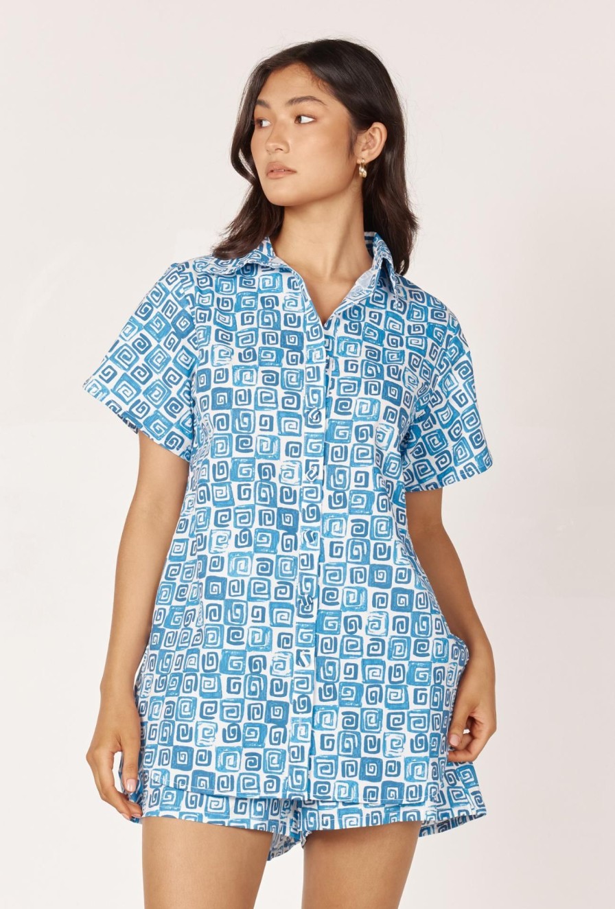 Women Girl and the Sun Tops | Oceana Top-Ocean Print