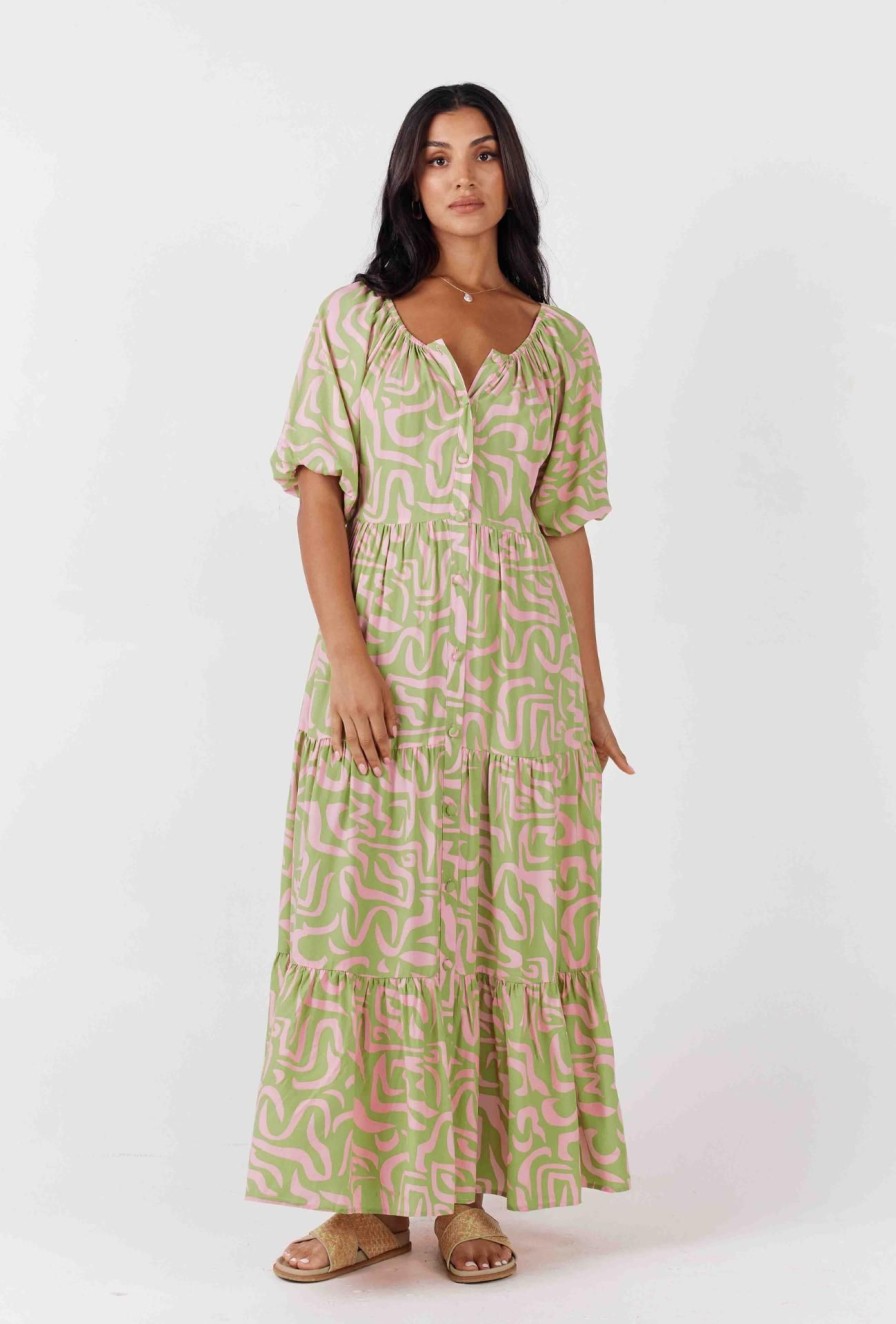 Women Girl and the Sun Dresses | Palm Maxi Dress-Voyage Print