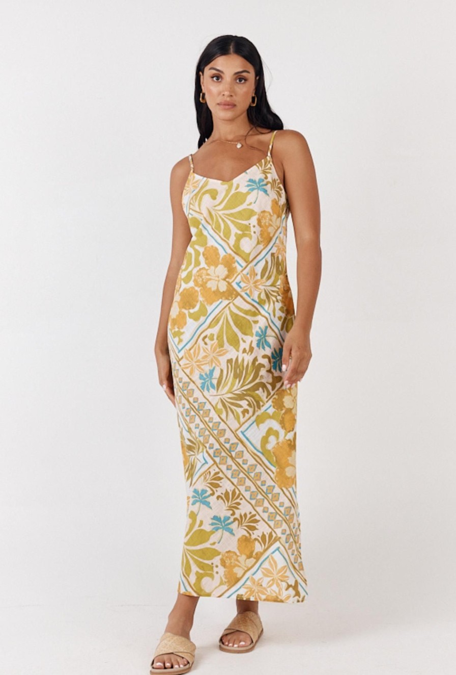 Women Girl and the Sun Dresses | Celestial Maxi Dress-Paradise Print