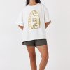 Women Girl and the Sun Tops | Paradise Tee-Ivory & Green