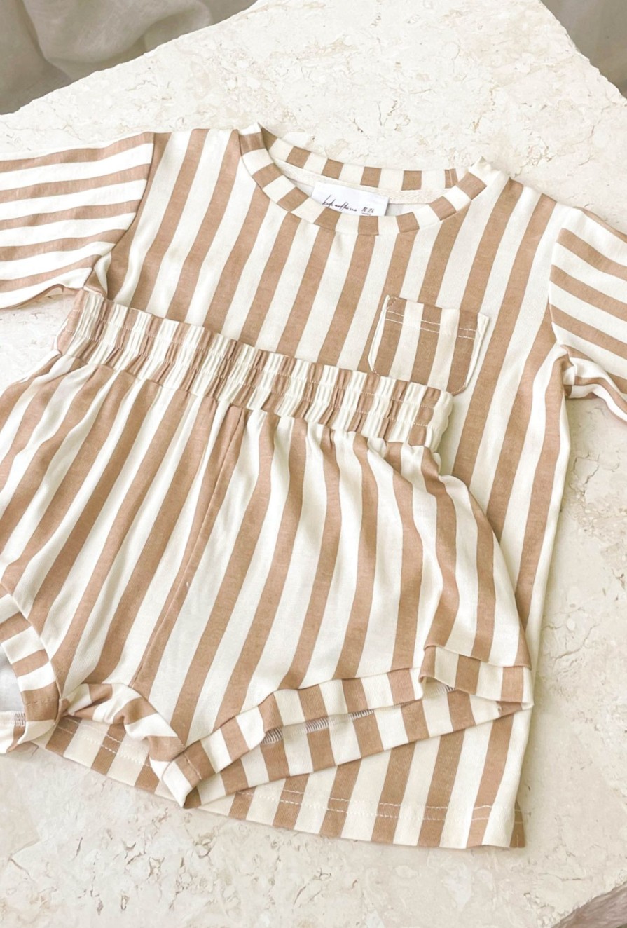 Kids Girl and the Sun | Kids Jessica Top-Brown Stripe