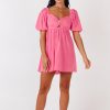 Women Girl and the Sun Dresses | Hawaiian Mini Dress-Bright Pink