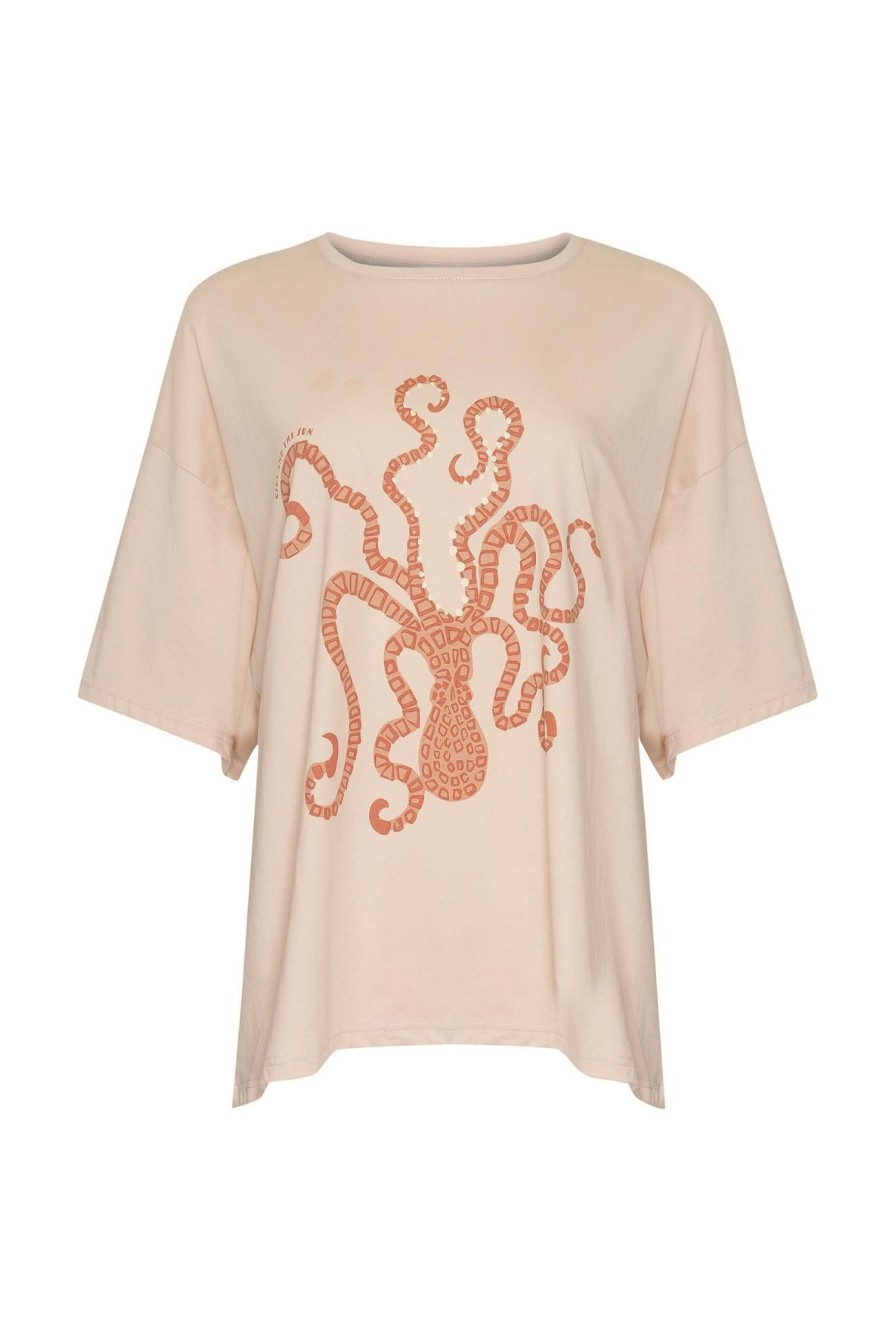 Women Girl and the Sun Tops | Octopodi Tee-Sand & Blush