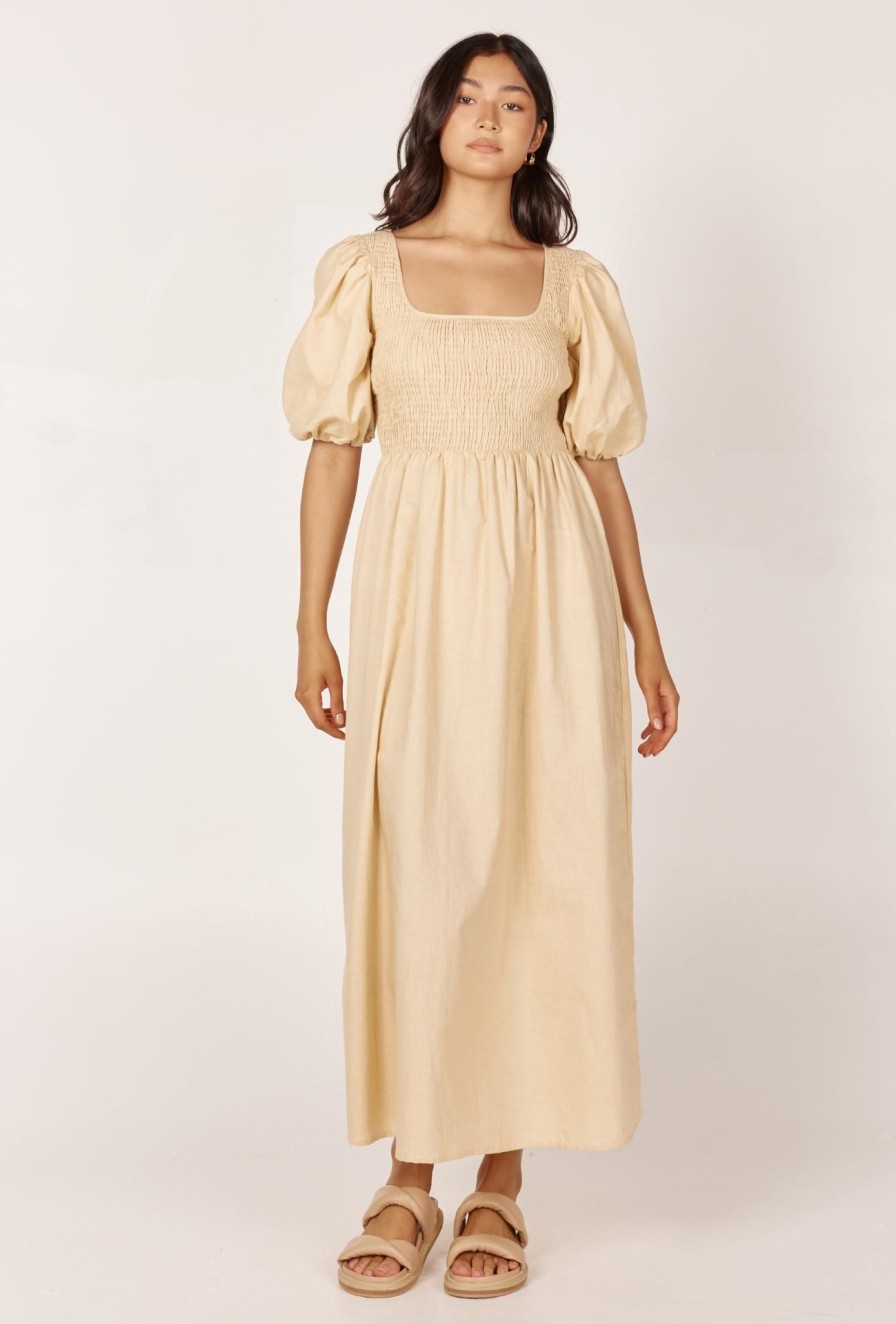 Women Girl and the Sun Dresses | Ana Midi Dress-Vanilla