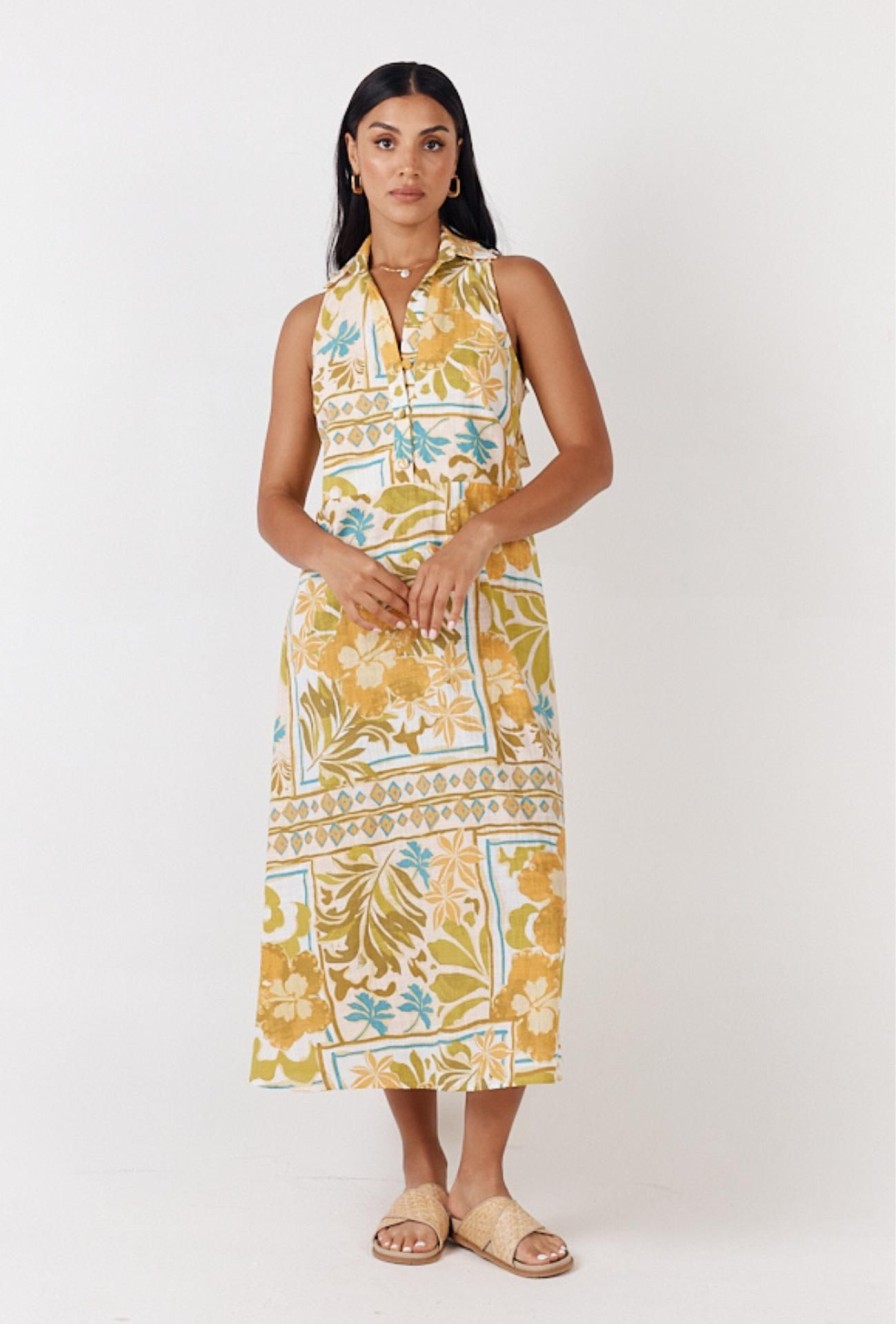 Women Girl and the Sun Dresses | Mani Midi Dress-Paradise Print