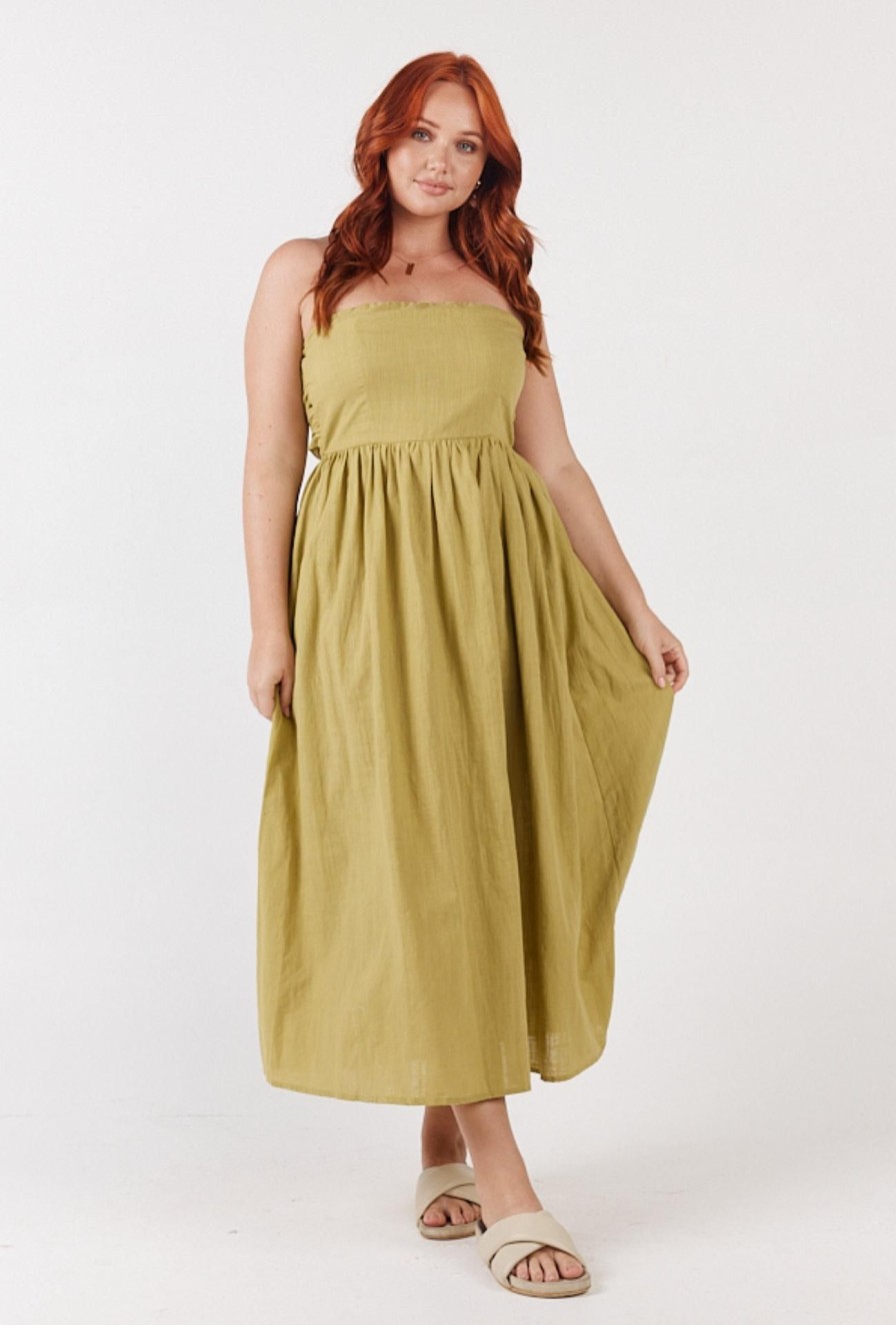 Women Girl and the Sun Dresses | Cove Midi Dress-Avocado