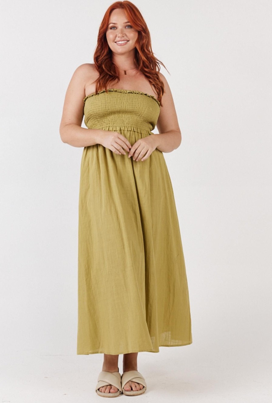 Women Girl and the Sun Dresses | Maui Midi Dress-Avocado