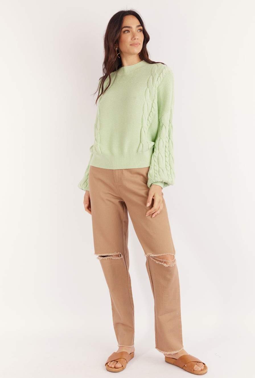 Women Girl and the Sun Tops | Keira Knit-Seafoam Green