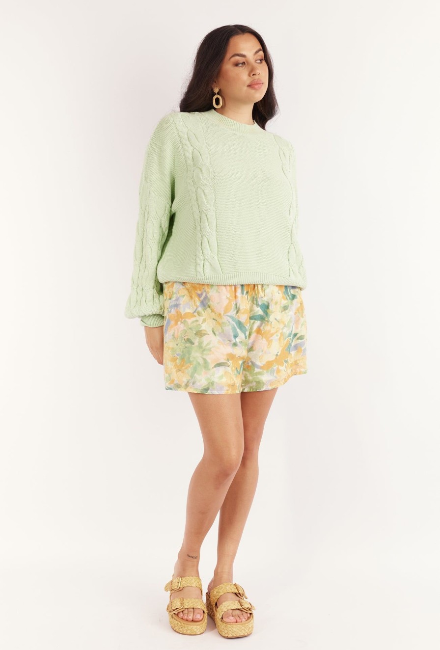 Women Girl and the Sun Tops | Keira Knit-Seafoam Green