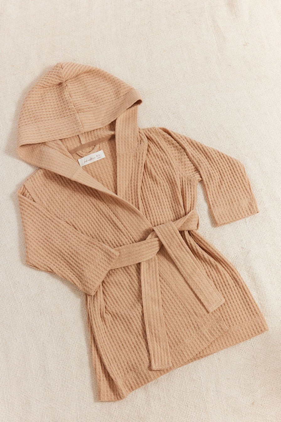 Kids Girl and the Sun | Kids Carmen Robe-Beige Waffle