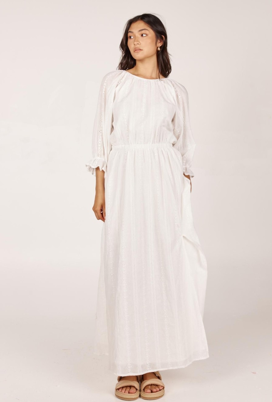 Women Girl and the Sun Dresses | Marine Maxi Dress-White Eyelet